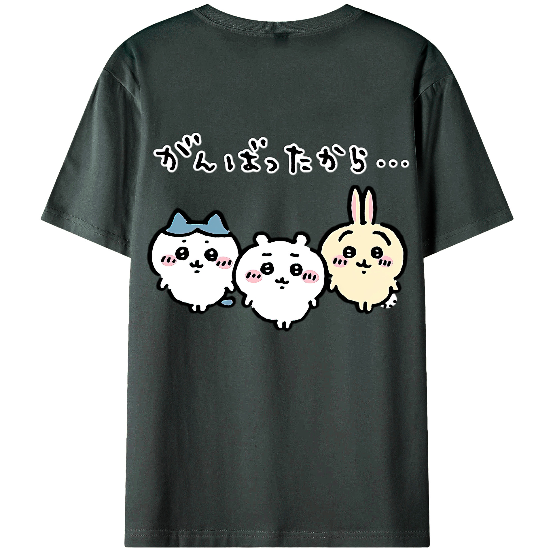 （画像用） ちいかわ ハチワレ Chii-kawa hachiware 綿100％ メンズ半袖Tシャツ（バックプリント） 通気性